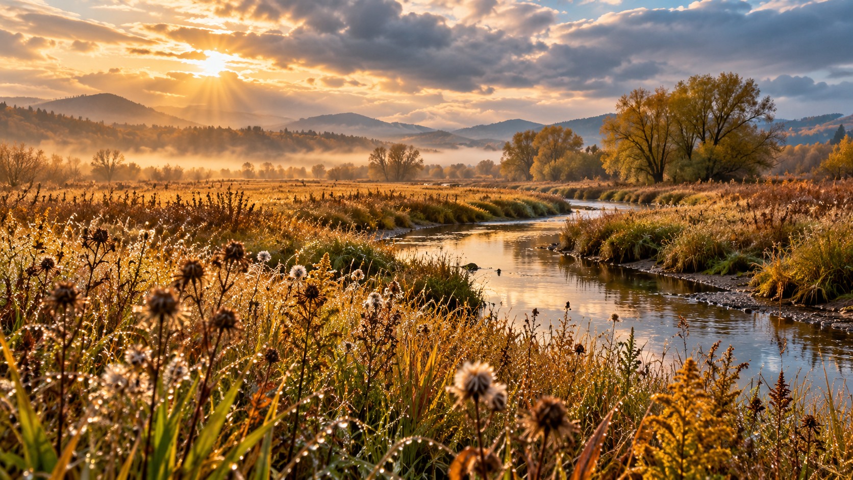 Original illustrative scene for Meadow After Rain