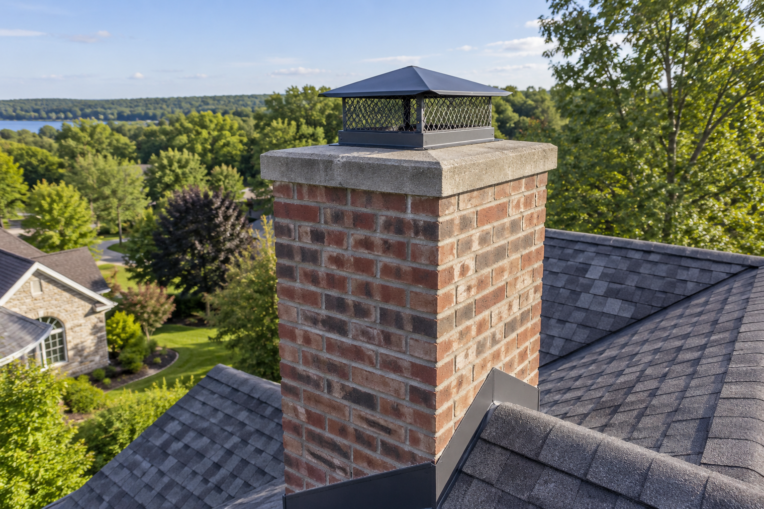 Illustrative aerial view for chimney exterior photography