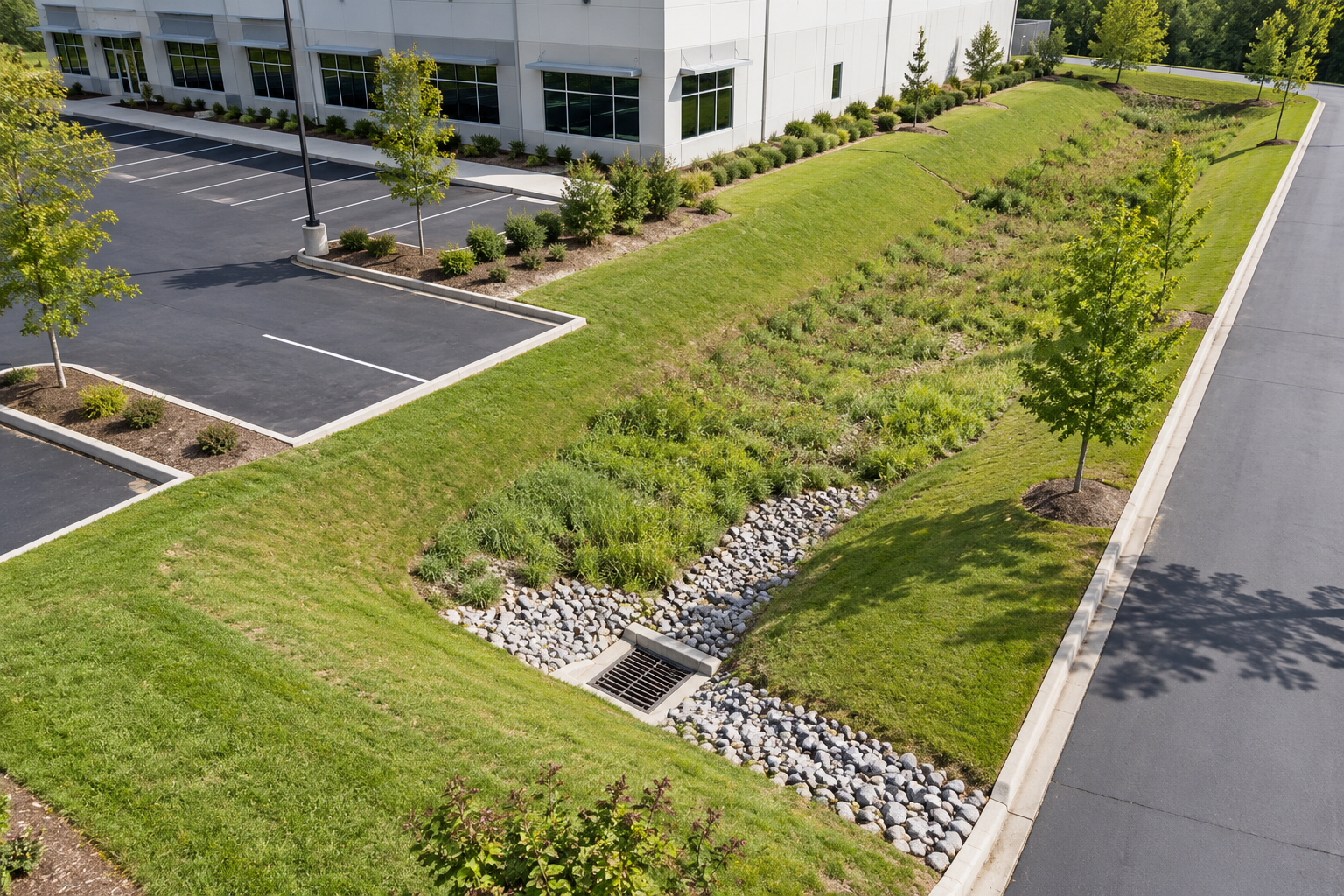 Illustrative aerial view for drainage area photography