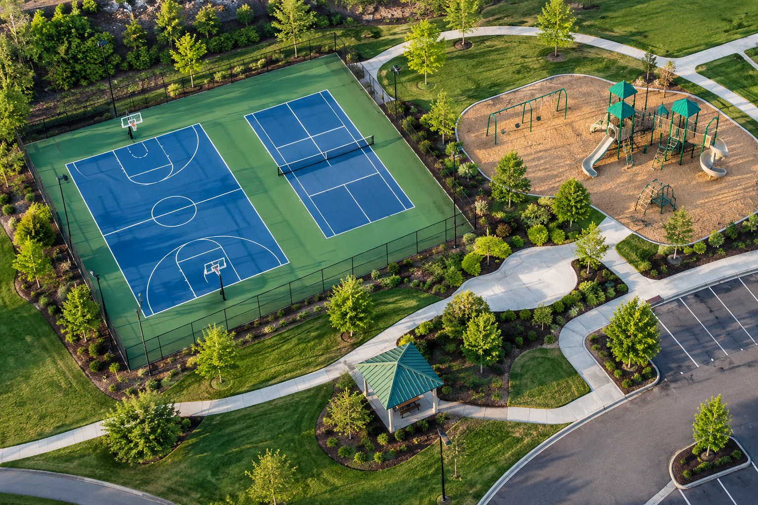 Illustrative aerial view for outdoor recreation area photography