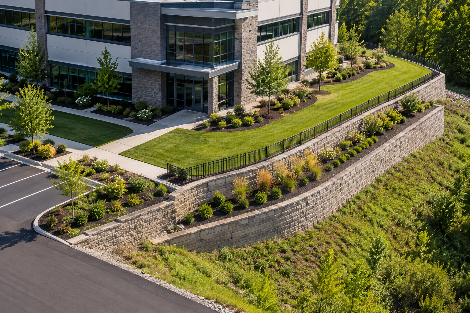 Illustrative aerial view for retaining wall photography